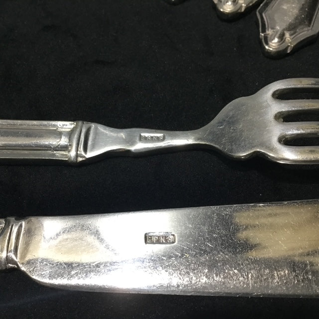 1950s EPNS Silver Plated Fish Knife & Fork Set Vintage, Mid Century Collectible Cutlery
