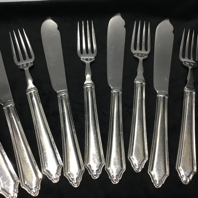 1950s EPNS Silver Plated Fish Knife & Fork Set Vintage, Mid Century Collectible Cutlery