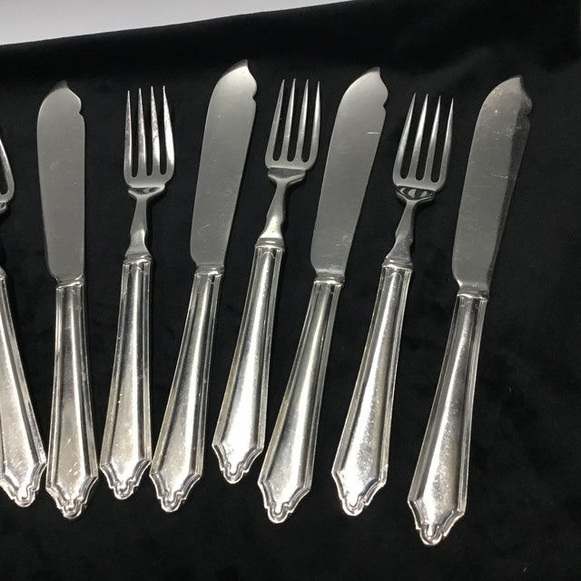 1950s EPNS Silver Plated Fish Knife & Fork Set Vintage, Mid Century Collectible Cutlery