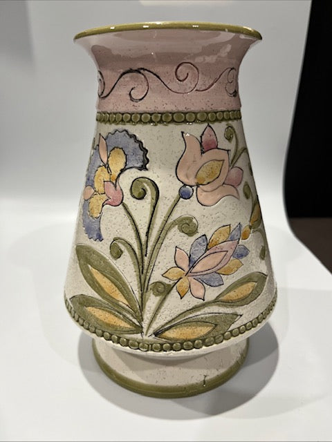 Vintage Italian Mid Century Pottery Vase, Floral Ceramic, Retro Home Décor
