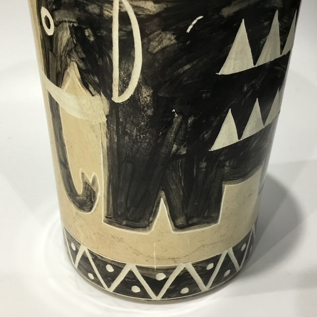 Hand Carved Kenyan Kisii Soapstone Elephant Canister, African Decorative Stone Container, 1990s Global Home Decor 20cm tall