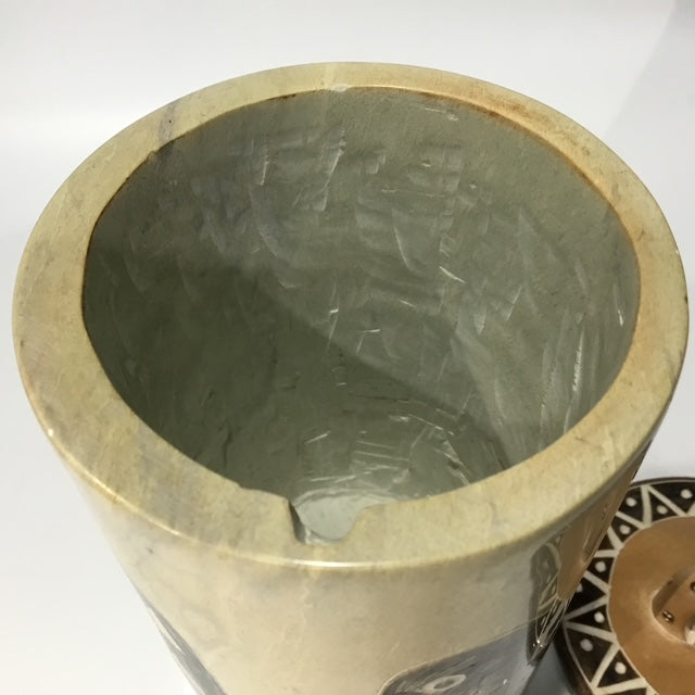 Hand Carved Kenyan Kisii Soapstone Elephant Canister, African Decorative Stone Container, 1990s Global Home Decor 20cm tall