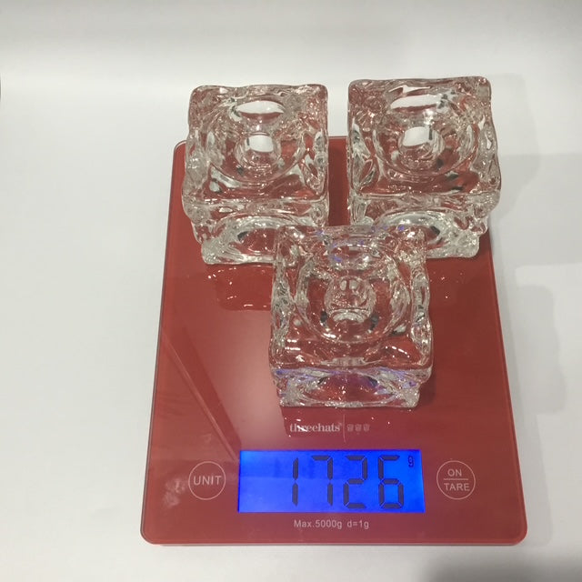 Vintage possibly Rudolf Jurnikl? Ice Cube Candle Holders, Mid Century Czech Glass Collectible, lot of 3