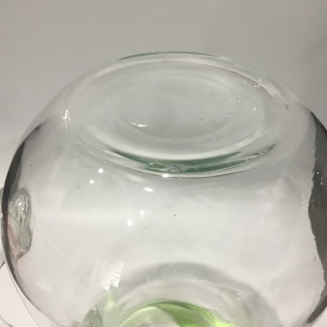 Vintage Clear Glass Jug with Green Lip, 2L Water Pitcher, Mid Century Kitchen Decor