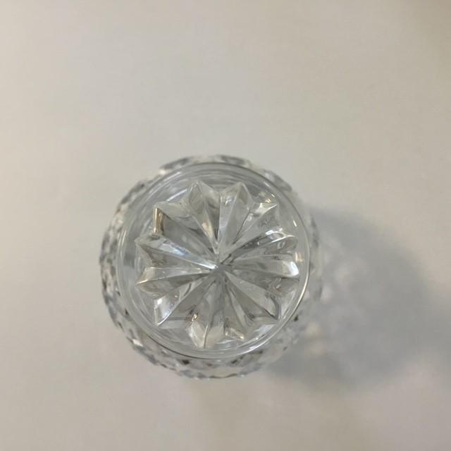 Vintage Cut Crystal Decanter with Diamond Cut Pattern Star on base, 29cm tall