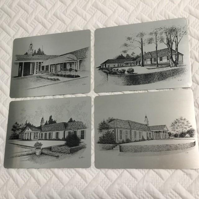 Vintage Set of 4 Les Smith Metal and Felt placemats