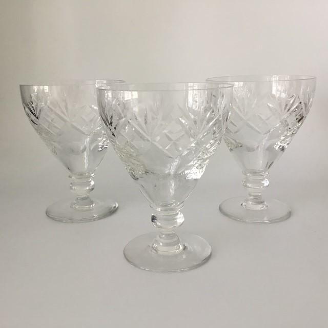 Webb Corbett Georgian pattern crystal water wine goblet lot of 3