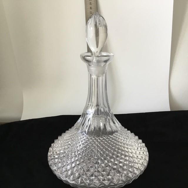 Vintage Sailor Boat Decanter, Flat Bottom Nautical Barware, 27cm Tall