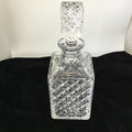 Vintage Crystal Decanter 25.5 cm, Diamond Cut Star Pattern Glass Bottle, Barware Décor, Clear Glass Decanter