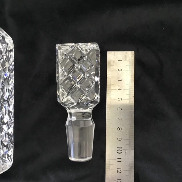 Vintage Crystal Decanter 25.5 cm, Diamond Cut Star Pattern Glass Bottle, Barware Décor, Clear Glass Decanter