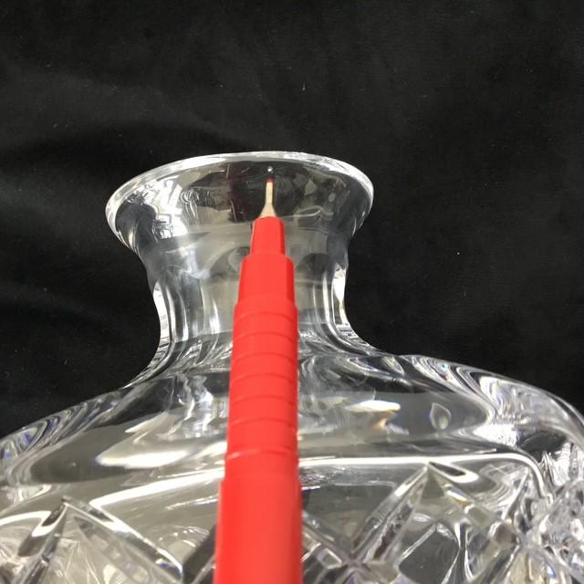 Vintage Crystal Decanter 25.5 cm, Diamond Cut Star Pattern Glass Bottle, Barware Décor, Clear Glass Decanter