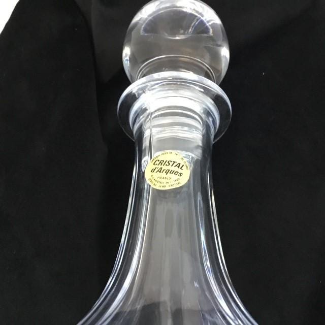 Cristal d'Arques decanter, Etched Fan & Flowers design, Crystal Carafe 27cm tall