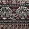 Thai fabric 3.6m by 101cm wide, gold red black, elephants, unsure of fabric contents or age
