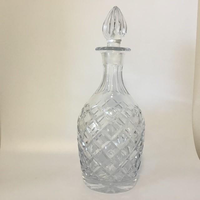 Vintage Cut Crystal Decanter with Diamond Cut Pattern Star on base, 29cm tall