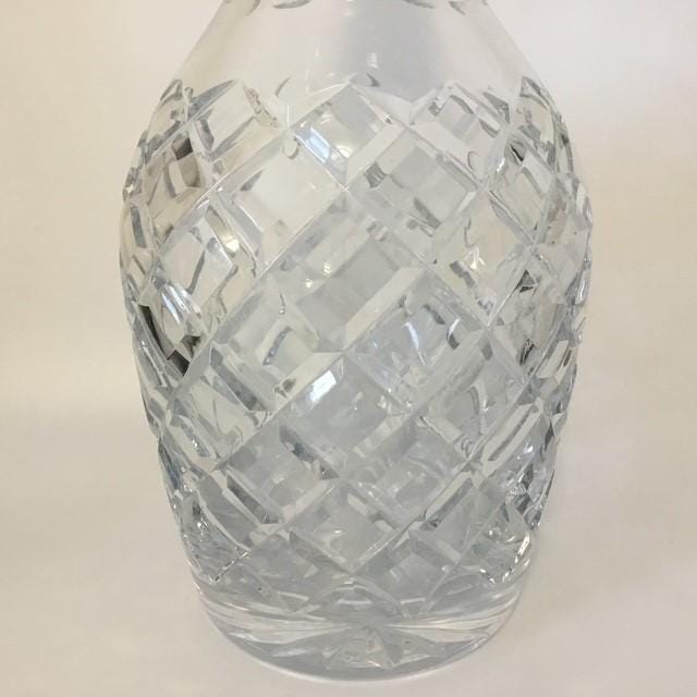 Vintage Cut Crystal Decanter with Diamond Cut Pattern Star on base, 29cm tall