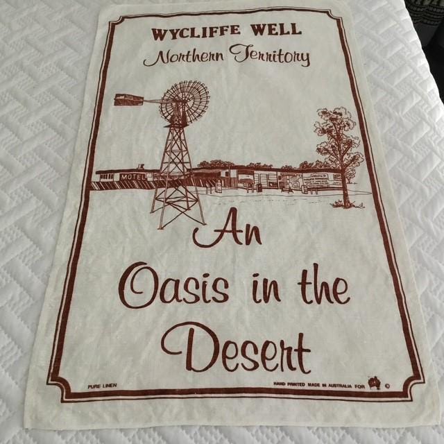 Tea towel, Wycliffe Well, Northern Territory, made in Australia