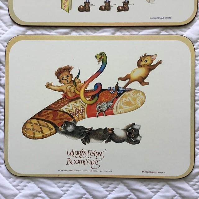 Wungle Bungles vintage placemats by Casa, no box, cork backed