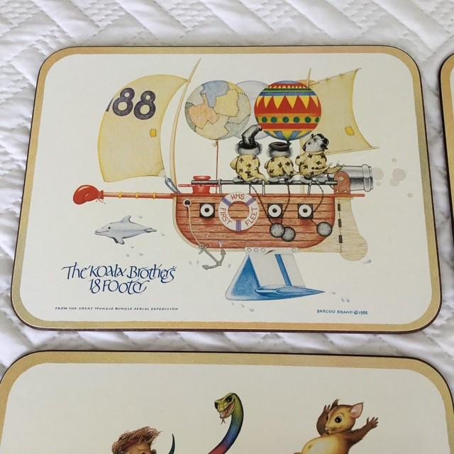 Wungle Bungles vintage placemats by Casa, with box, cork backed