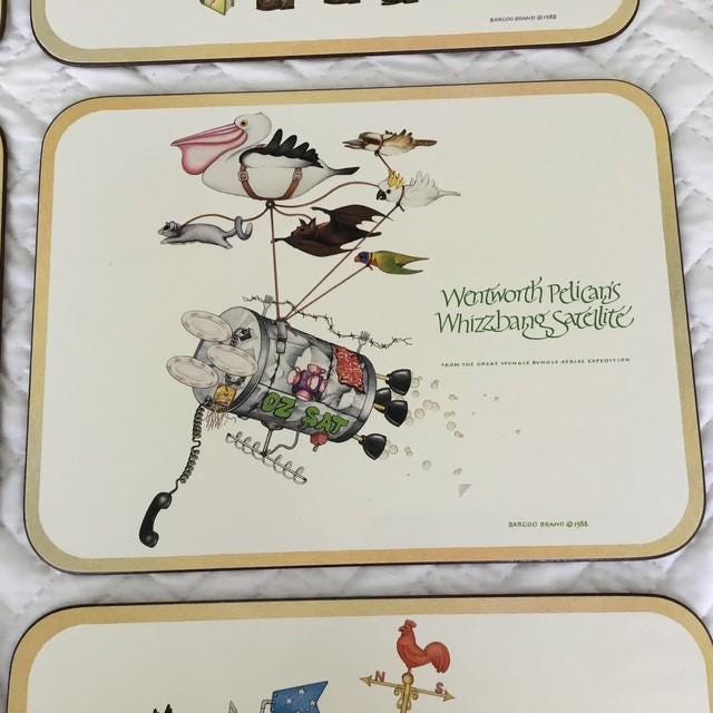 Wungle Bungles vintage placemats by Casa, with box, cork backed