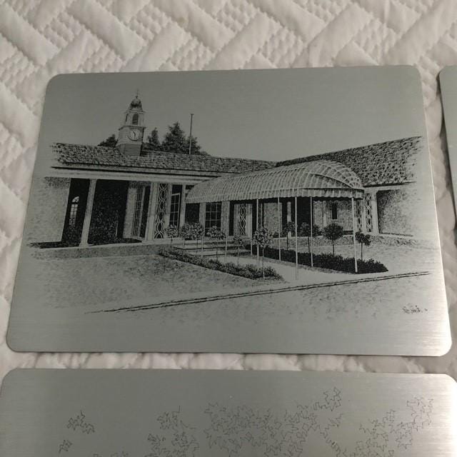 Vintage Set of 4 Les Smith Metal and Felt placemats