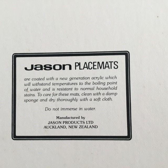 Placemats by Jason, rhododendron pattern purple, pink 6 items original box cork backed