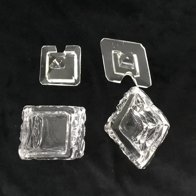 Vintage crystal cruet mustard condiment containers