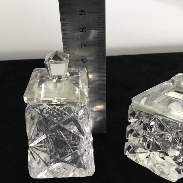Vintage crystal cruet mustard condiment containers