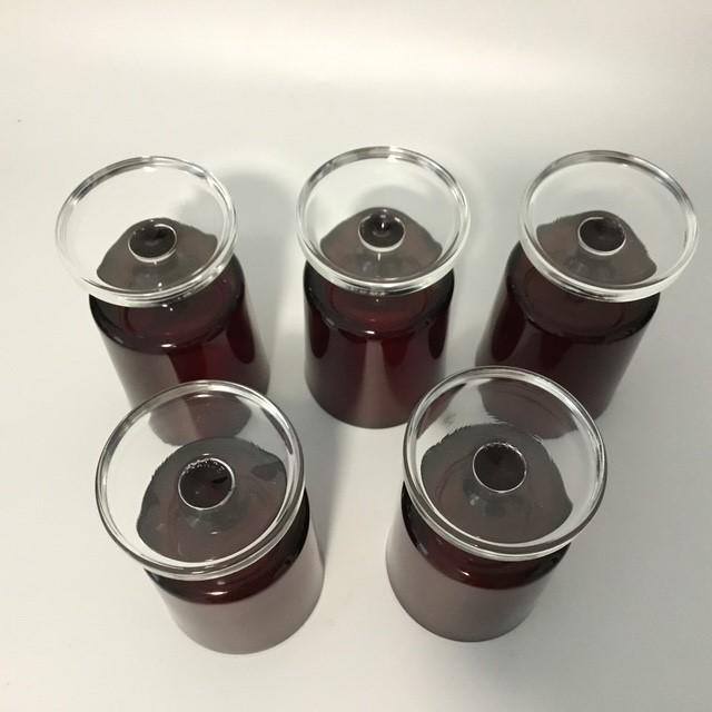 Vintage Ruby Red Glasses marked France, set of 5 Shot Port Liqueur glass, look like Luminarc?