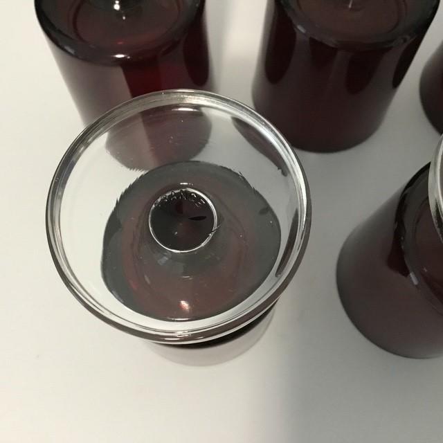 Vintage Ruby Red Glasses marked France, set of 5 Shot Port Liqueur glass, look like Luminarc?