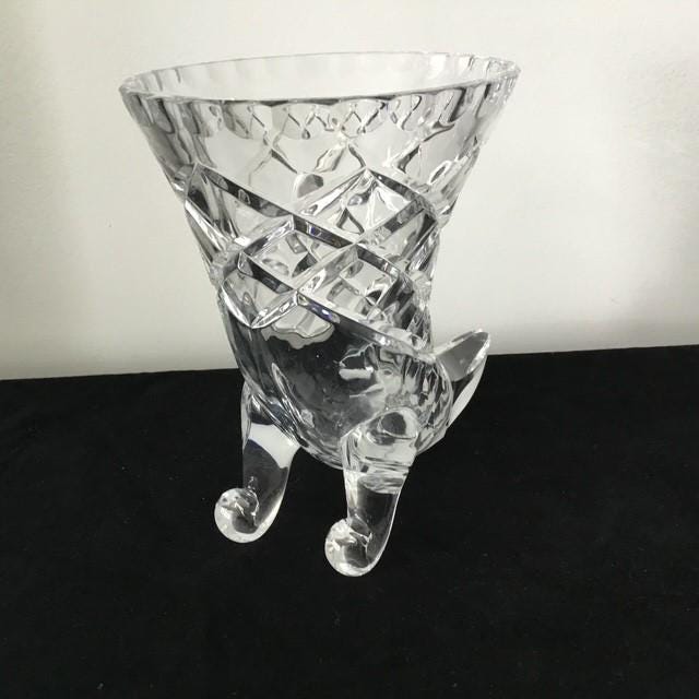 Vintage Cut Crystal Footed Cornucopia vase
