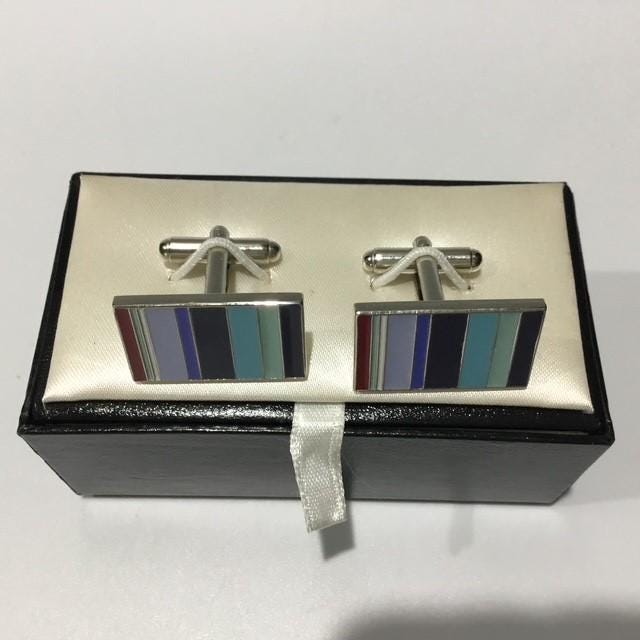 Cufflinks Multicoloured Lines with Silver coloured Trim by e.c.d