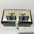 Cufflinks Multicoloured Lines with Silver coloured Trim by e.c.d