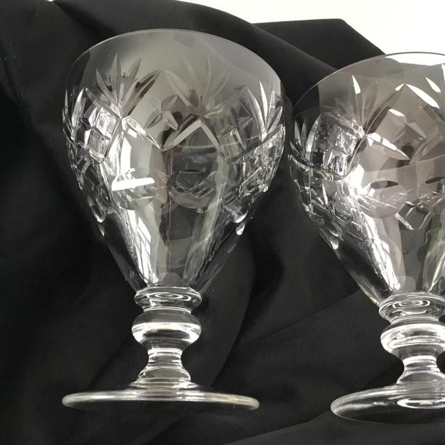 Webb Corbett Georgian pattern crystal water wine goblet lot of 3