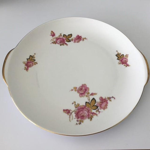 Furstenberg Germany Plate 02415 Gold Roses, White Pink Gold and Black 26cm by 28cm 1959 estimate