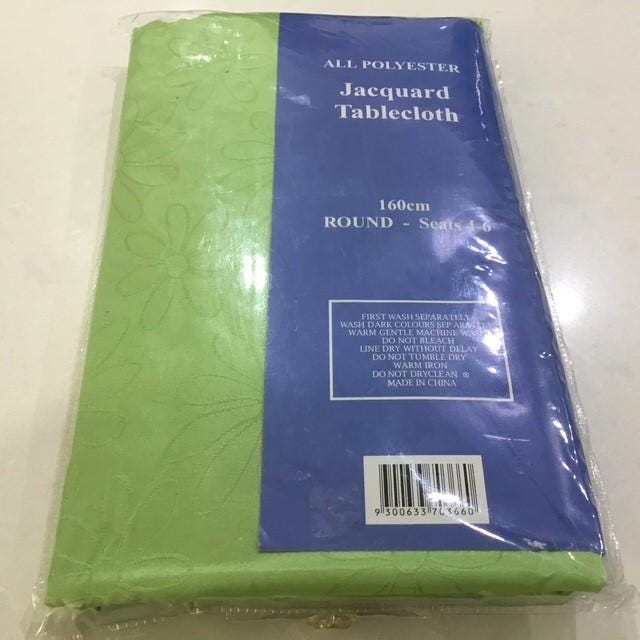 Tablecloth home collection, 160cm round jacquard green, Seats 4 to 6 retro style