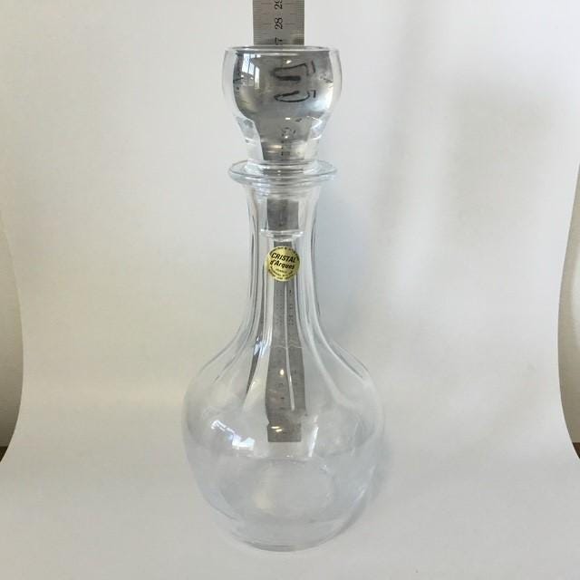 Cristal d'Arques decanter, Etched Fan & Flowers design, Crystal Carafe 27cm tall