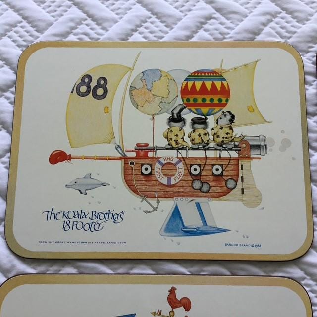Wungle Bungles vintage placemats by Casa, no box, cork backed