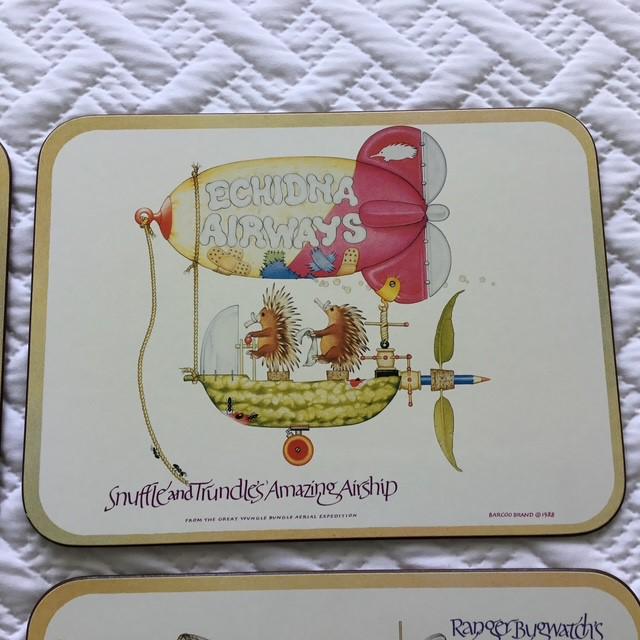 Wungle Bungles vintage placemats by Casa, no box, cork backed