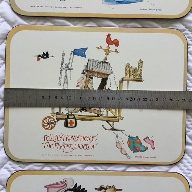 Wungle Bungles vintage placemats by Casa, no box, cork backed