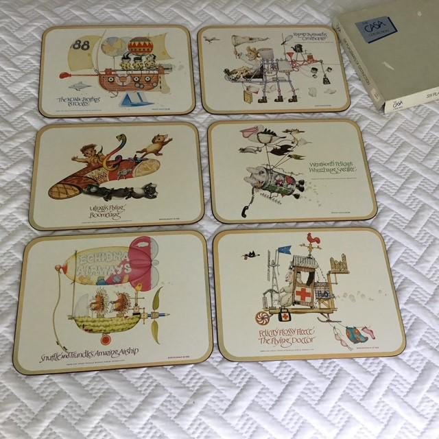 Wungle Bungles vintage placemats by Casa, with box, cork backed