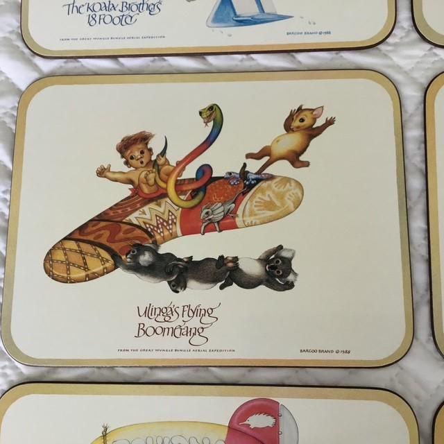 Wungle Bungles vintage placemats by Casa, with box, cork backed