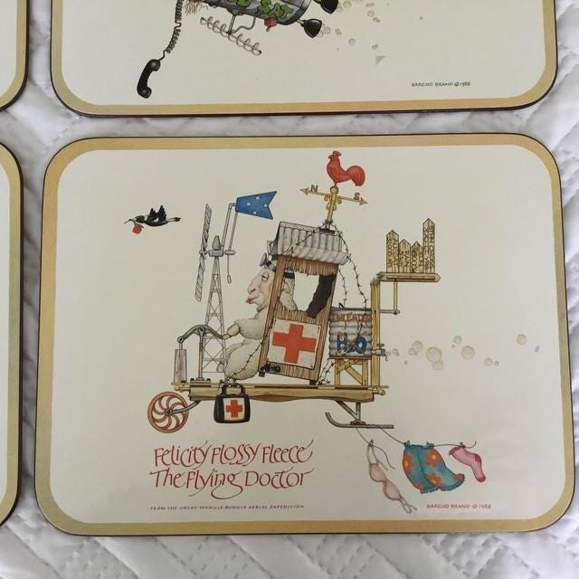 Wungle Bungles vintage placemats by Casa, with box, cork backed
