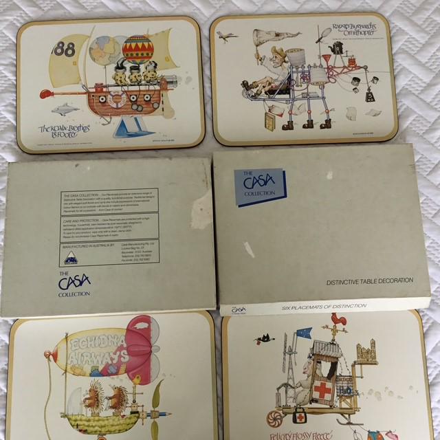 Wungle Bungles vintage placemats by Casa, with box, cork backed
