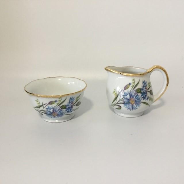 Westminster China 803 pattern milk jug, sugar bowl and tray set (older 1970's) + cookie tray (newer but still vintage)