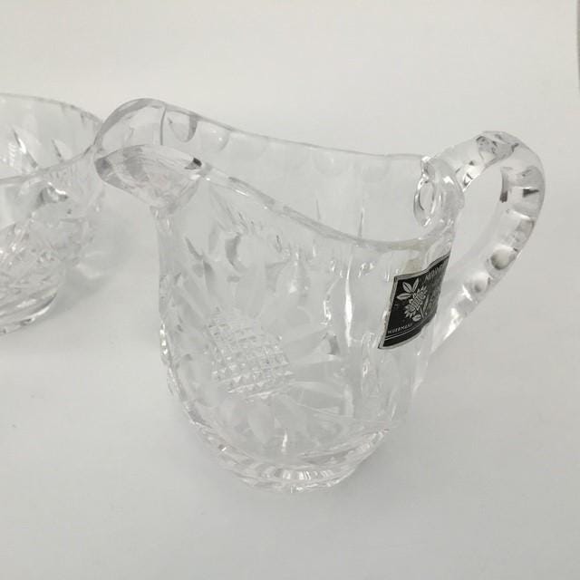 Vintage crystal milk jug and sugar bowl by Margaret W Germany, sunflower design