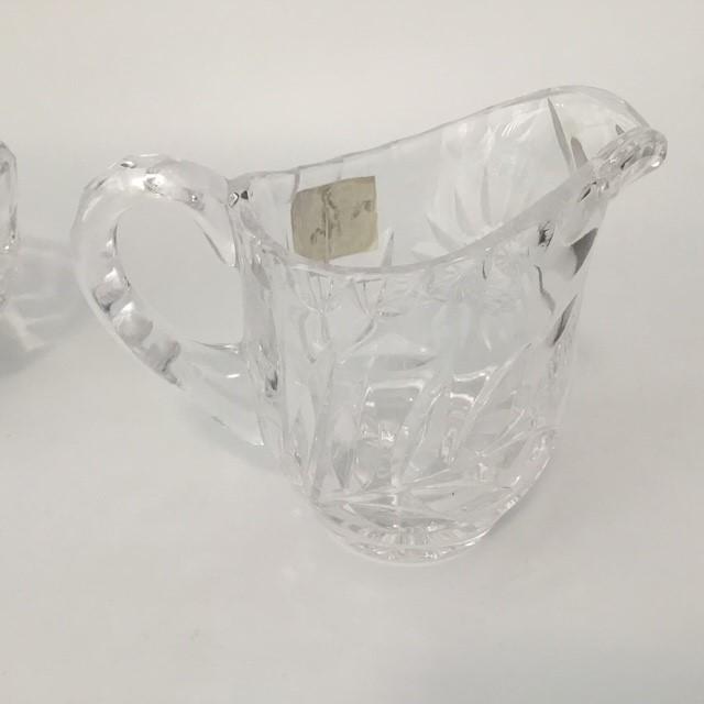 Vintage crystal milk jug and sugar bowl by Margaret W Germany, sunflower design