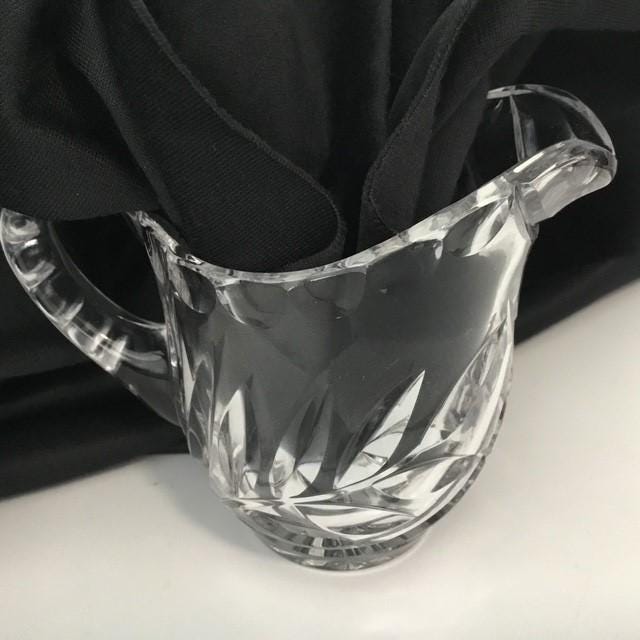 Vintage crystal milk jug and sugar bowl by Margaret W Germany, sunflower design