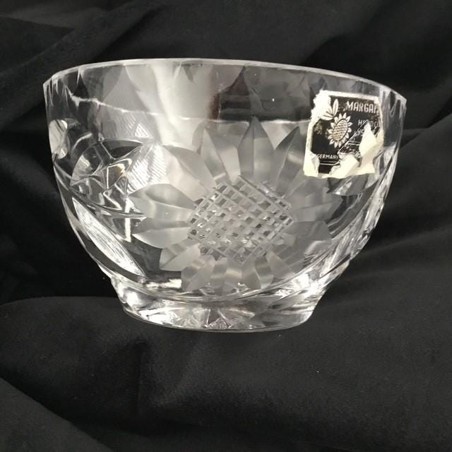 Vintage crystal milk jug and sugar bowl by Margaret W Germany, sunflower design