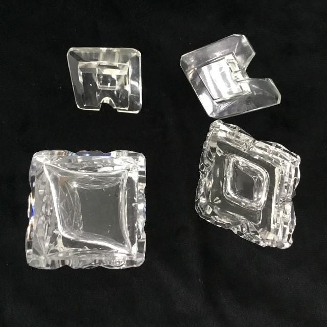 Vintage crystal cruet mustard condiment containers
