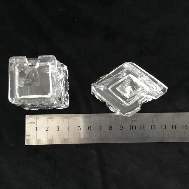 Vintage crystal cruet mustard condiment containers